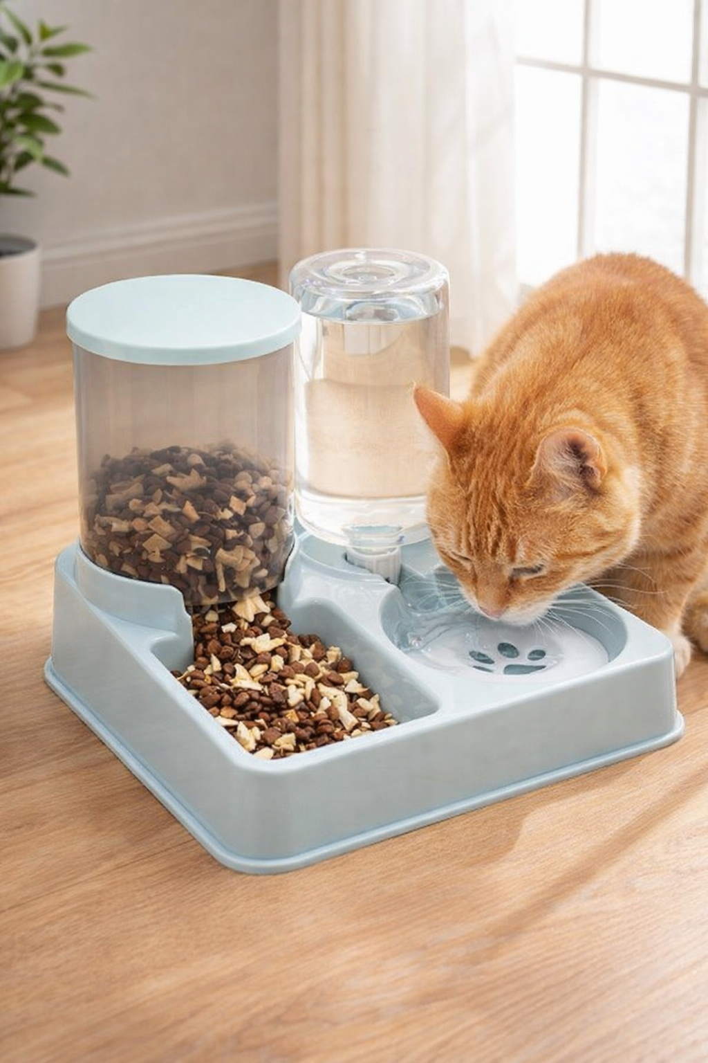 Automatic Pet Feeder & Water Dispenser -- 2 in 1 Food Bowl For Cats & Dogs
